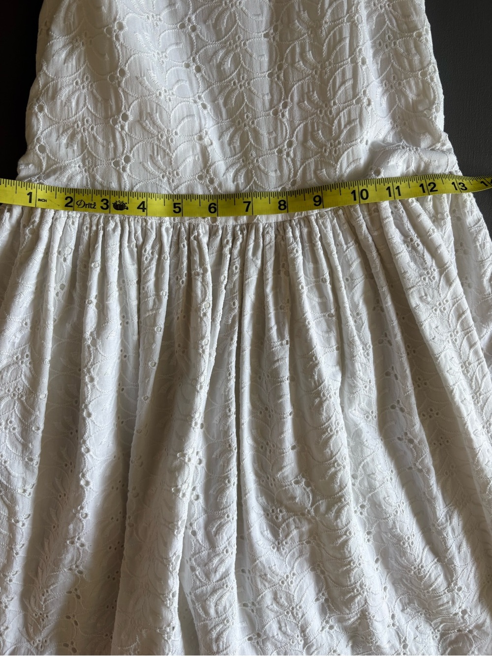 Annie Girl White Eyelet Sleeveless Drop Waist Dress Girls 6X